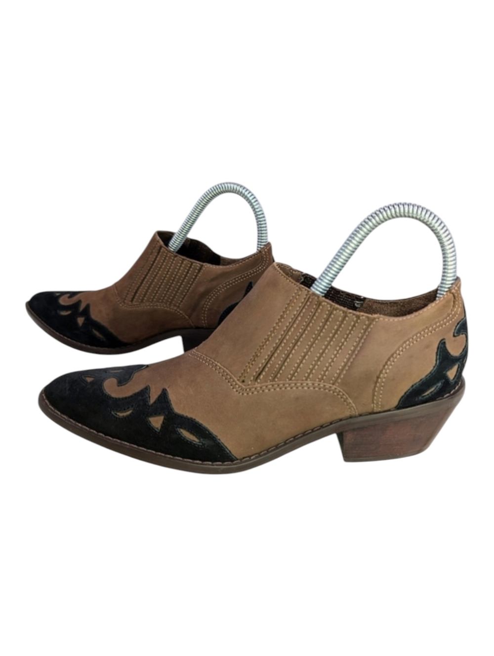 Raphael Vittorio Brazilian Leather Ankle Booties Cowgirl Boots Black Brown Tan 7